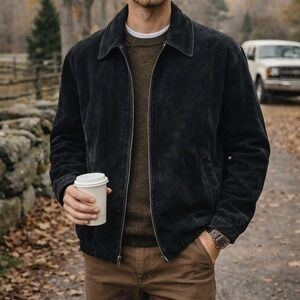 Colebrook Mens Suede Zip Jacket L Vintage 90s Americana Rugged Minimalist